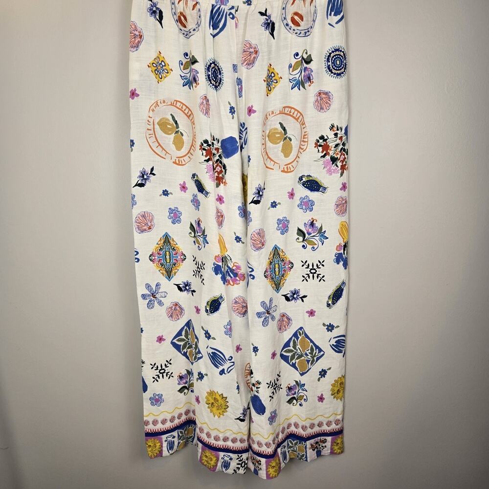 Label Of Love Anthropologie Womens XL Wide Leg Linen Blend Resort Pants Boho Art - Picture 7 of 12